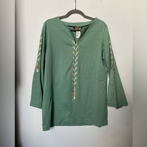 Bob Mackie Teal Detailed Top size small